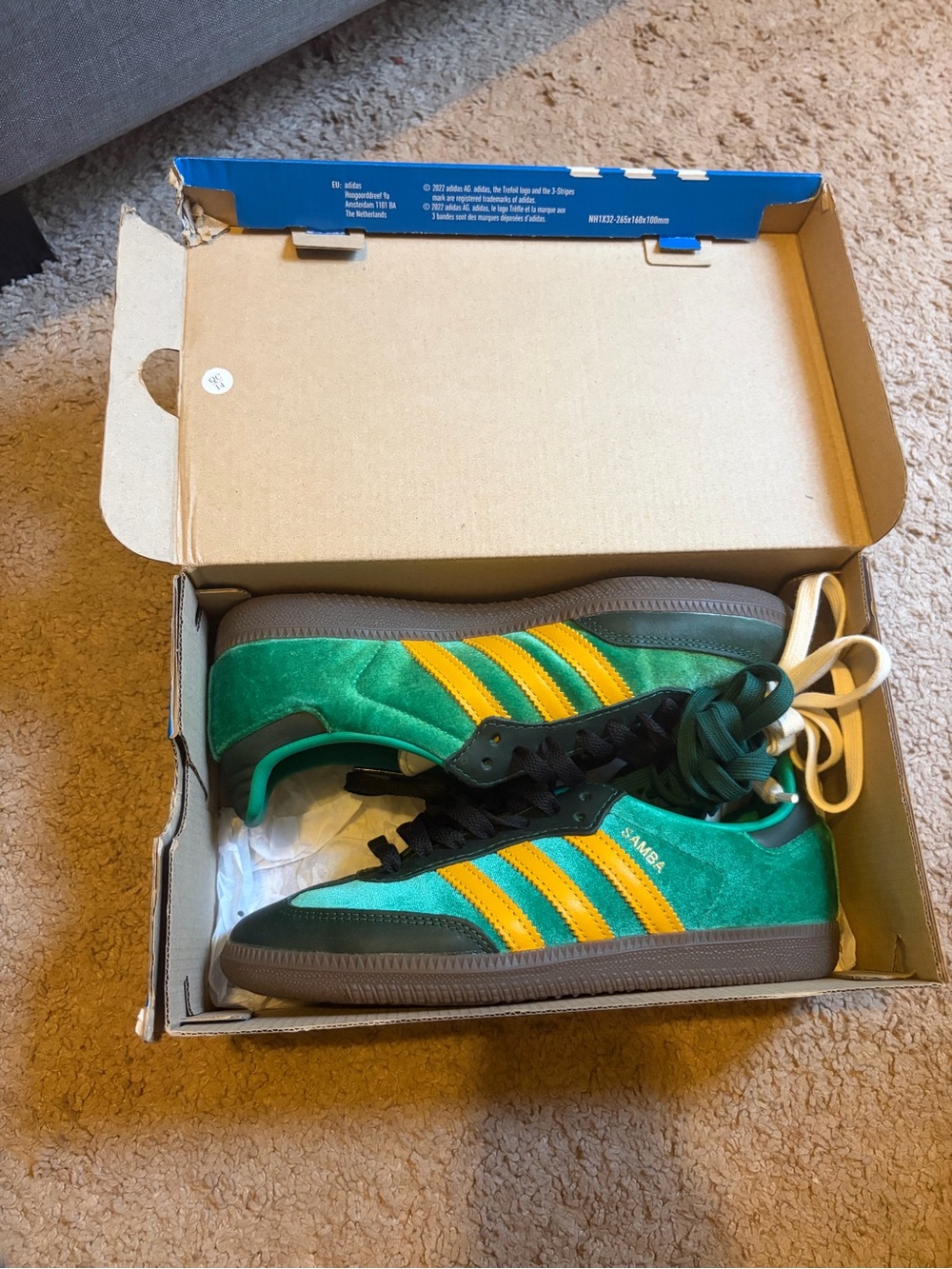 adidas Kids Green & Yellow Samba Suede Sneakers
